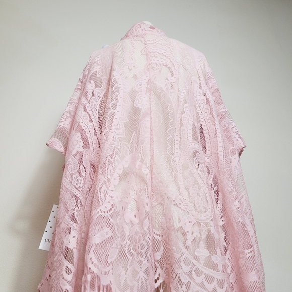 New Pink Sheer Open Front Woman's Medium Top - Picture 8 of 9